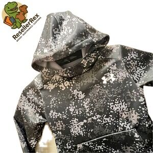 Kids Under Armour Small Grey Hoodie Digital Camo Polyester Pullover Logo
